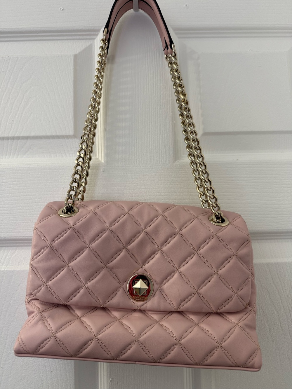 kate spade Quilted Pink Shoulder Bag with Gold Chain